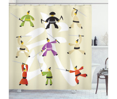 Japanese Martial Art Icons Shower Curtain