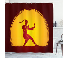 Bicolour Karate Pose Moon Shower Curtain