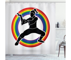 Karate on Rainbow Circle Shower Curtain