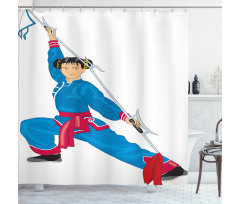 Cartoon Girl in Folk Clothe Shower Curtain