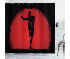 Man Silhouette Pose Round Shower Curtain