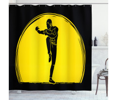 Karate Pose Man on Moon Shower Curtain