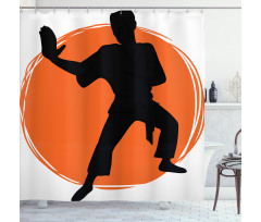 Karate Pose Man in Uniforms Shower Curtain