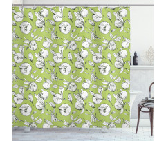 Sketch Drawn Citrus Fruit Shower Curtain