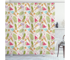 Ice Creams and Fruits Shower Curtain