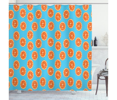 Exotic Citrus Fruit Round Shower Curtain