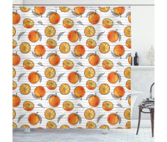 Sketch Lines and Oranges Shower Curtain