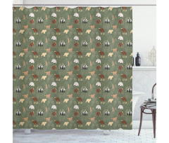 Leaves and Animals Shower Curtain