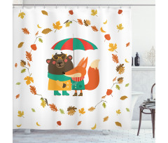 Autumn Fox and Bear Shower Curtain