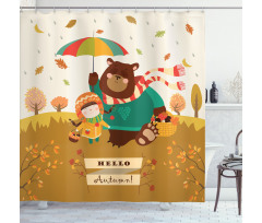 Hello Autumn Cartoon Shower Curtain