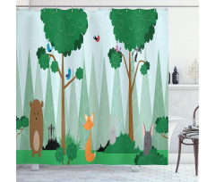 Woods Cartoon Shower Curtain