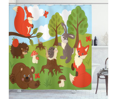 Woodland Fauna Shower Curtain