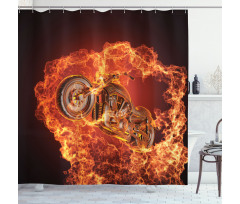 Motorbike in Fire Shower Curtain