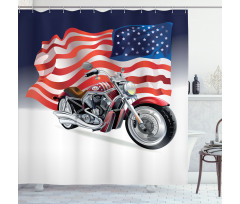Motorbike and US Flag Shower Curtain