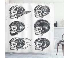 Greyscale Sketch Skulls Shower Curtain