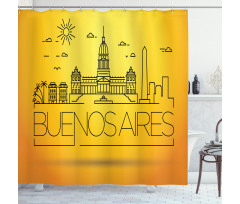 Buenos Aires Line Art Shower Curtain