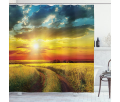 Sunset Over Field Picture Shower Curtain