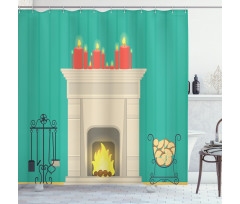 Classic Log Fire Candles Shower Curtain