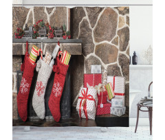 Stockings and Gift Boxes Shower Curtain