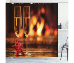 Romantic Champagne Glass Shower Curtain