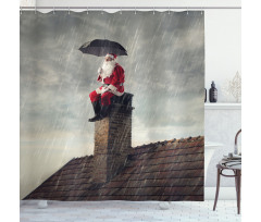 Santa on Chimney in Rain Shower Curtain