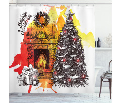 Christmas Sketch Shower Curtain