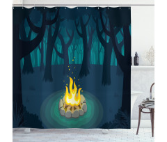 Campfire Woods Night Shower Curtain