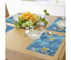 Frangipani Flower Aqua Place Mats