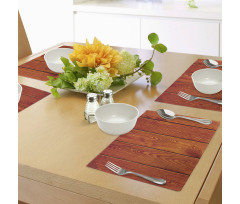 Wood Timber Floor Orange Place Mats