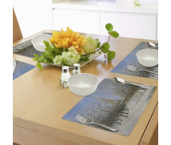 Snowy Paris City View Place Mats