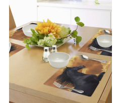 Galloping Friesian Horse Place Mats