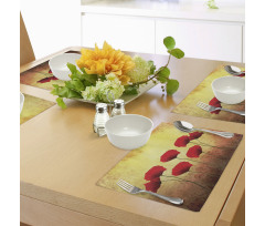 Retro Poppy Flowers Place Mats