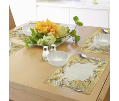 Golden Floral Ornament Place Mats