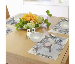 Birds Hibiscus Flowers Place Mats