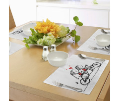 Couple Cycling Together Place Mats