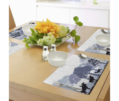 Grey Wild Forest Animals Place Mats