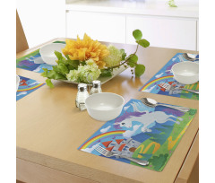 Unicorn with Rainbow Fairy Place Mats