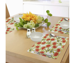 Cherry and Leaves Pattern Place Mats