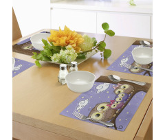 Cartoon Style Owl Family Place Mats