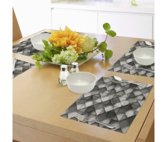 Grey Ombre Squares Place Mats