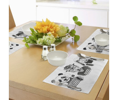 Hipster Panda Cigar Fox Place Mats