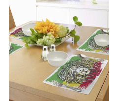 Hair Style Lion Portrait Place Mats