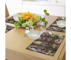 Grapes Meat Drink Collage Place Mats