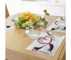 Heart Shape Spilling Wine Place Mats