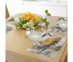 Red Fox in Snowy Nature Place Mats