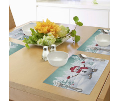 Skiing Snowman Trees Place Mats