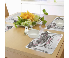 Pug with Bow Glasses Place Mats