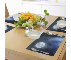 Starry Night Sky Full Moon Place Mats