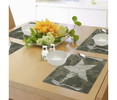 Grunge Star on Green Place Mats