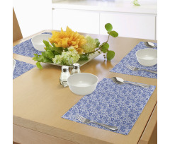 Delft Style Doodle Floral Place Mats